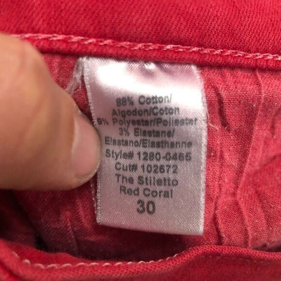 Current/Elliott Stiletto Skinny Pants In Red Coral Mid-Rise Size 30 1280-0465 - Picture 3 of 7
